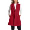 imageIDEALSANXUN Long Vest for Women Sleeveless Tweed Blazer Fall Jackets Cardigan OuterwearPure Maple Red