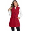 imageIDEALSANXUN Long Vest for Women Sleeveless Tweed Blazer Fall Jackets Cardigan OuterwearPure Maple Red