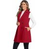imageIDEALSANXUN Long Vest for Women Sleeveless Tweed Blazer Fall Jackets Cardigan OuterwearPure Maple Red