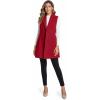 imageIDEALSANXUN Long Vest for Women Sleeveless Tweed Blazer Fall Jackets Cardigan OuterwearPure Maple Red