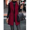 imageIDEALSANXUN Long Vest for Women Sleeveless Tweed Blazer Fall Jackets Cardigan OuterwearWine