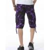 imageIDEALSANXUN Mens Casual Loose Fit MultiPockets Military Cargo ShortsCamo Purple