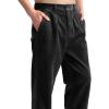 imageIDEALSANXUN Mens Corduroy Pants Casual Straight Leg Pleated Dress Pants1black
