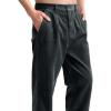 imageIDEALSANXUN Mens Corduroy Pants Casual Straight Leg Pleated Dress Pants1dark Grey