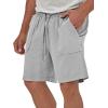 imageIDEALSANXUN Mens Linen Shorts 7 Inch Summer Casual Elastic Waist Drawstring Beach PantsLight Grey