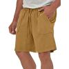 imageIDEALSANXUN Mens Linen Shorts 7 Inch Summer Casual Elastic Waist Drawstring Beach PantsYellow