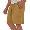 imageIDEALSANXUN Mens Linen Shorts 7 Inch Summer Casual Elastic Waist Drawstring Beach PantsYellow