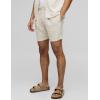 imageIDEALSANXUN Mens Pleated Front Linen Shorts Summer Casual Slim Fit Dress ShortsBeige