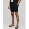 imageIDEALSANXUN Mens Pleated Front Linen Shorts Summer Casual Slim Fit Dress ShortsBlack