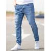 imageIDEALSANXUN Mens Skinny Jeans Ripped Stretch Stacked Slim Fit Tapered Denim PantsDark Blue