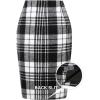 imageIDEALSANXUN Midi Plaid Skirts for Women Fall Winter Knee Length Pencil Wool Skirt with SlitBlack