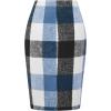 imageIDEALSANXUN Midi Plaid Skirts for Women Fall Winter Knee Length Pencil Wool Skirt with SlitBlue