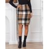 imageIDEALSANXUN Midi Plaid Skirts for Women Fall Winter Knee Length Pencil Wool Skirt with SlitBrown New