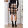 imageIDEALSANXUN Midi Plaid Skirts for Women Fall Winter Knee Length Pencil Wool Skirt with SlitBrown New