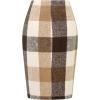 imageIDEALSANXUN Midi Plaid Skirts for Women Fall Winter Knee Length Pencil Wool Skirt with SlitCamel