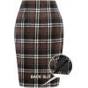 imageIDEALSANXUN Midi Plaid Skirts for Women Fall Winter Knee Length Pencil Wool Skirt with SlitCoffee