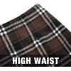 imageIDEALSANXUN Midi Plaid Skirts for Women Fall Winter Knee Length Pencil Wool Skirt with SlitCoffee