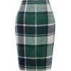 imageIDEALSANXUN Midi Plaid Skirts for Women Fall Winter Knee Length Pencil Wool Skirt with SlitGreen 02