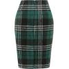 imageIDEALSANXUN Midi Plaid Skirts for Women Fall Winter Knee Length Pencil Wool Skirt with SlitGreen 1