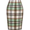 imageIDEALSANXUN Midi Plaid Skirts for Women Fall Winter Knee Length Pencil Wool Skirt with SlitGreen New