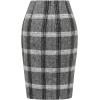 imageIDEALSANXUN Midi Plaid Skirts for Women Fall Winter Knee Length Pencil Wool Skirt with SlitGrey