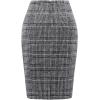 imageIDEALSANXUN Midi Plaid Skirts for Women Fall Winter Knee Length Pencil Wool Skirt with SlitGrid Black