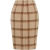imageIDEALSANXUN Midi Plaid Skirts for Women Fall Winter Knee Length Pencil Wool Skirt with SlitKhaki
