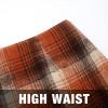 imageIDEALSANXUN Midi Plaid Skirts for Women Fall Winter Knee Length Pencil Wool Skirt with SlitOrange