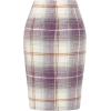 imageIDEALSANXUN Midi Plaid Skirts for Women Fall Winter Knee Length Pencil Wool Skirt with SlitPurple