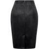 imageIDEALSANXUN Midi Plaid Skirts for Women Fall Winter Knee Length Pencil Wool Skirt with SlitSuede Black