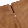imageIDEALSANXUN Midi Plaid Skirts for Women Fall Winter Knee Length Pencil Wool Skirt with SlitSuede Brown