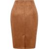 imageIDEALSANXUN Midi Plaid Skirts for Women Fall Winter Knee Length Pencil Wool Skirt with SlitSuede Brown