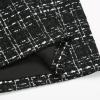 imageIDEALSANXUN Midi Plaid Skirts for Women Fall Winter Knee Length Pencil Wool Skirt with SlitTweed Black