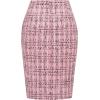 imageIDEALSANXUN Midi Plaid Skirts for Women Fall Winter Knee Length Pencil Wool Skirt with SlitTweed Pink New