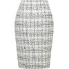 imageIDEALSANXUN Midi Plaid Skirts for Women Fall Winter Knee Length Pencil Wool Skirt with SlitTweed White