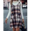 imageIDEALSANXUN Plaid Overall Dress for Women Fall Winter Sleeveless Plaid Dresses with PocketsBrown