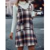 imageIDEALSANXUN Plaid Overall Dress for Women Fall Winter Sleeveless Plaid Dresses with PocketsBrown