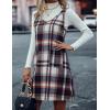 imageIDEALSANXUN Plaid Overall Dress for Women Fall Winter Sleeveless Plaid Dresses with PocketsBrown