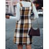imageIDEALSANXUN Plaid Overall Dress for Women Fall Winter Sleeveless Plaid Dresses with PocketsBrown New