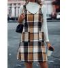 imageIDEALSANXUN Plaid Overall Dress for Women Fall Winter Sleeveless Plaid Dresses with PocketsBrown New