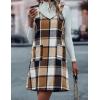 imageIDEALSANXUN Plaid Overall Dress for Women Fall Winter Sleeveless Plaid Dresses with PocketsBrown New
