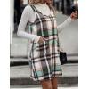 imageIDEALSANXUN Plaid Overall Dress for Women Fall Winter Sleeveless Plaid Dresses with PocketsGreen