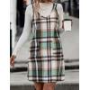 imageIDEALSANXUN Plaid Overall Dress for Women Fall Winter Sleeveless Plaid Dresses with PocketsGreen