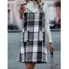imageIDEALSANXUN Plaid Overall Dress for Women Fall Winter Sleeveless Plaid Dresses with PocketsGrey
