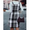 imageIDEALSANXUN Plaid Overall Dress for Women Fall Winter Sleeveless Plaid Dresses with PocketsGrey