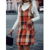 imageIDEALSANXUN Plaid Overall Dress for Women Fall Winter Sleeveless Plaid Dresses with PocketsOrange New