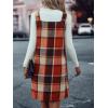 imageIDEALSANXUN Plaid Overall Dress for Women Fall Winter Sleeveless Plaid Dresses with PocketsOrange New