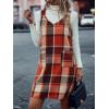 imageIDEALSANXUN Plaid Overall Dress for Women Fall Winter Sleeveless Plaid Dresses with PocketsOrange New