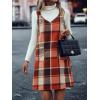 imageIDEALSANXUN Plaid Overall Dress for Women Fall Winter Sleeveless Plaid Dresses with PocketsOrange New