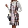 imageIDEALSANXUN Plaid Overall Dress for Women Fall Winter Sleeveless Plaid Dresses with PocketsPink